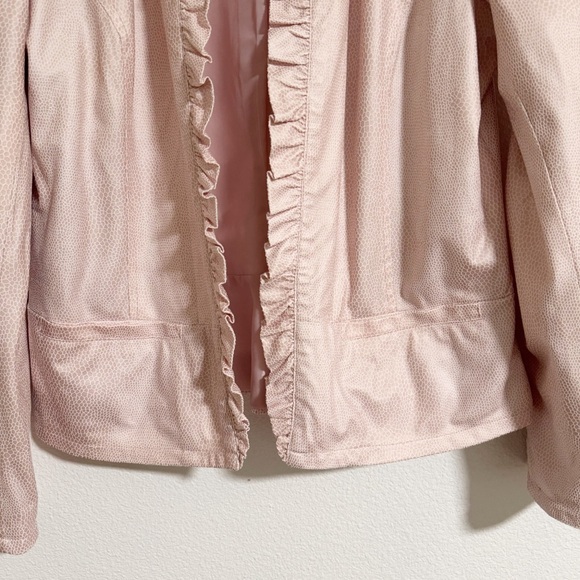 Chicos Snakeskin Ruffle Trim Blazer - Picture 4 of 11